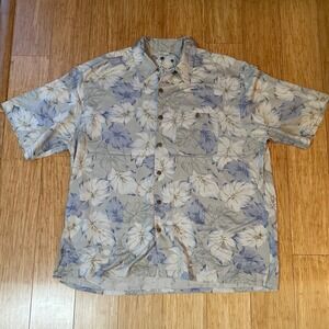 Banana Cabana Island Leaves Men's Silk Button Shirt  Size 2XL